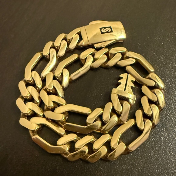 Monaco Chain Miami Cuban Figaro Link 9mm 9in 12.5g 14K Yellow Gold EUC - Picture 1 of 16